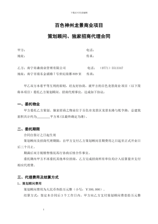 20241212项目策划招商代理合同
