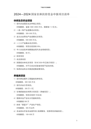 2024—2024国家农林扶持资金申报项目清单