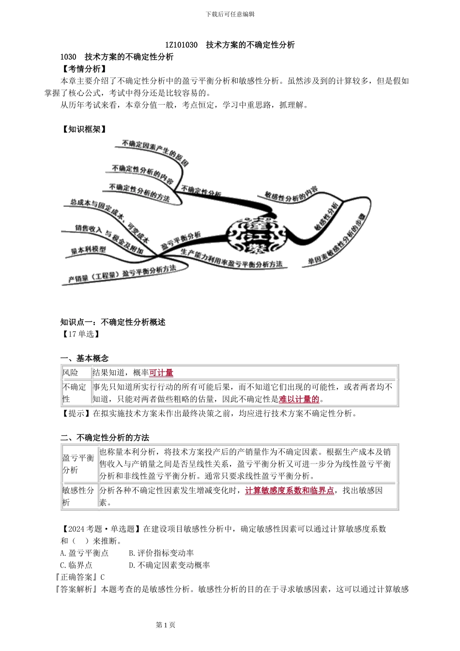 2024一级建造师-工程经济考点解析3_第1页