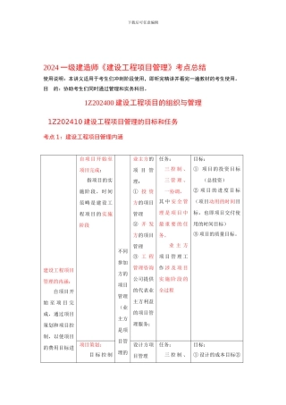 2024一级建造师考点总结