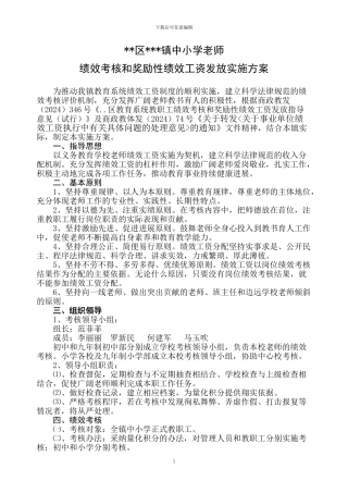 2024中小学绩效考核方案