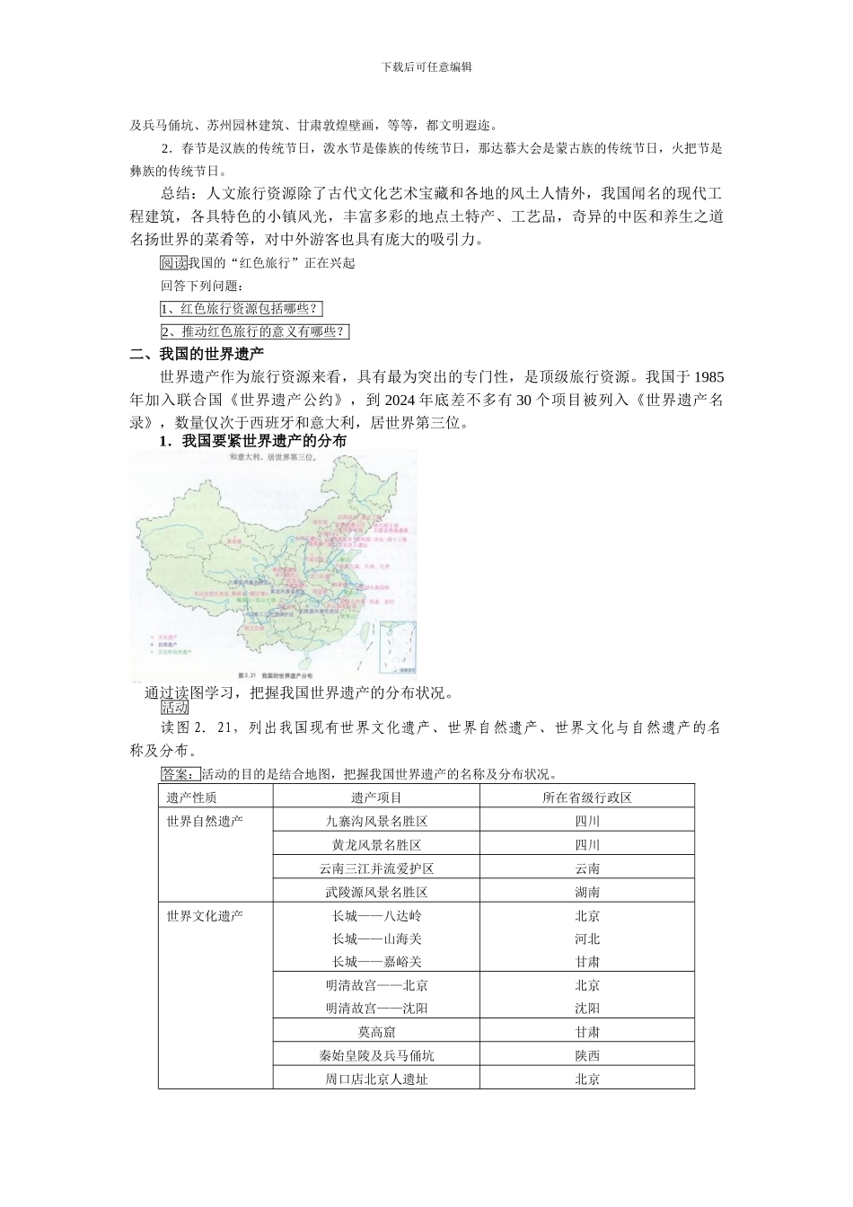 2024人教版选修3《我国的旅游资源》word教案_第2页