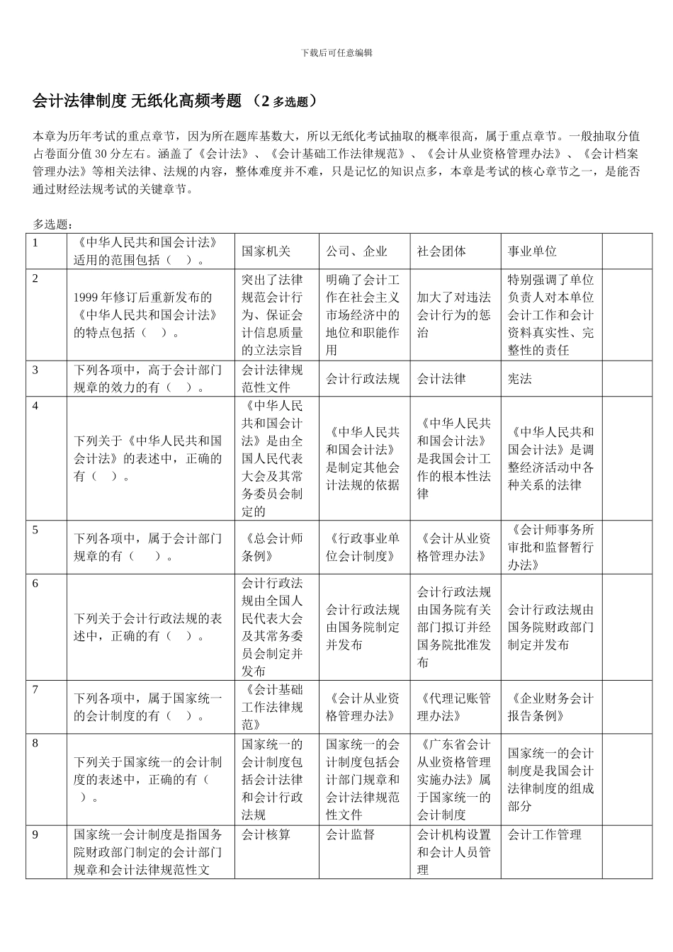 2024会计从业资格考试︱财经法规无纸化押密试题-第一章-会计法律制度_第1页