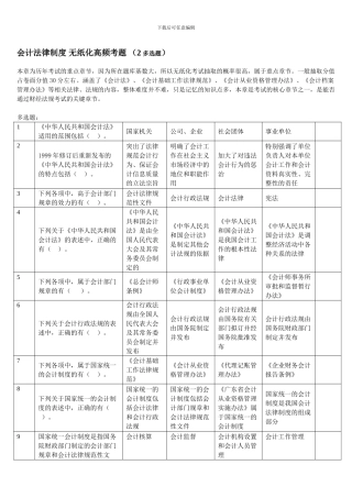 2024会计从业资格考试︱财经法规无纸化押密试题-第一章-会计法律制度