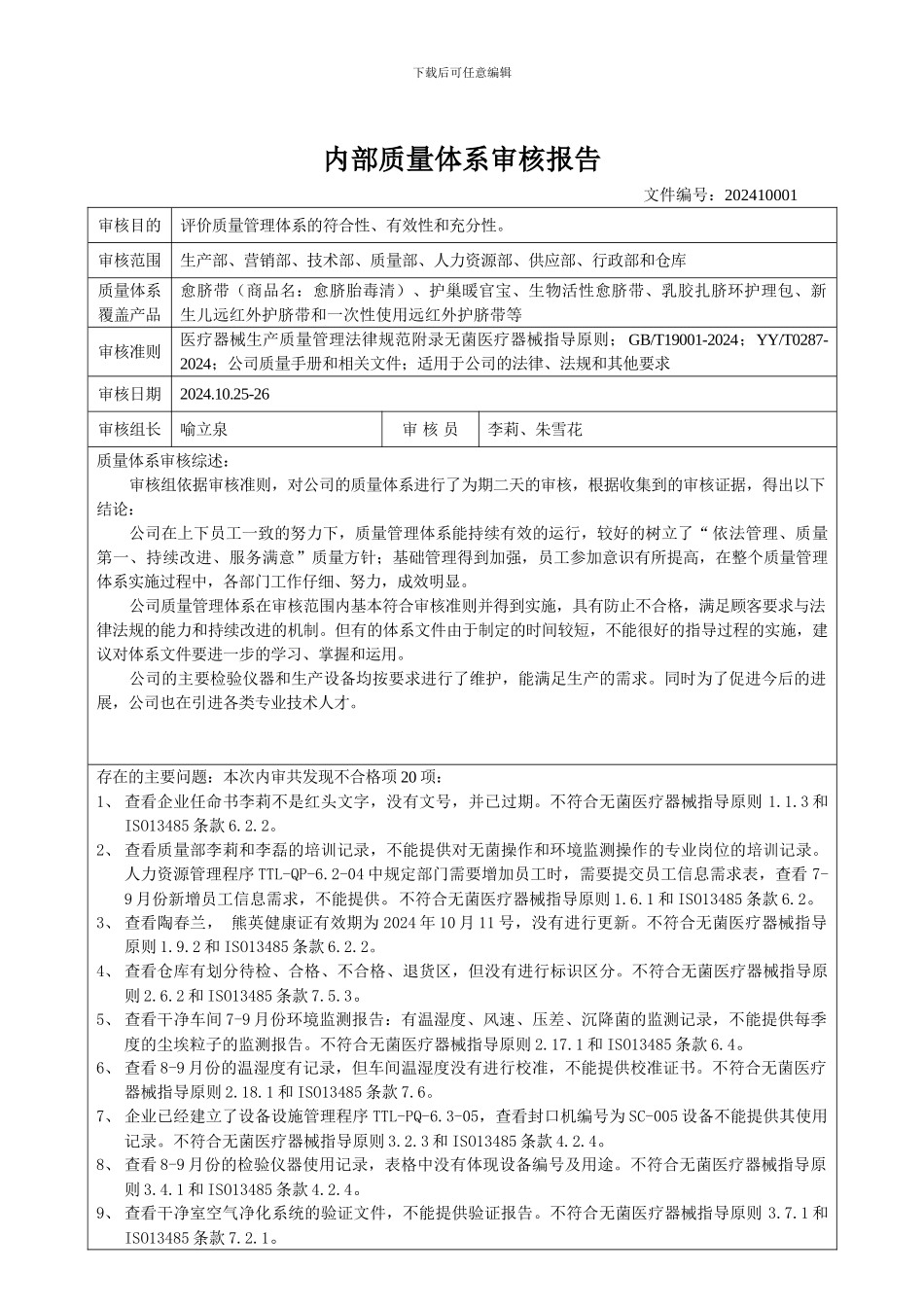 2024内部质量体系审核报告_第2页