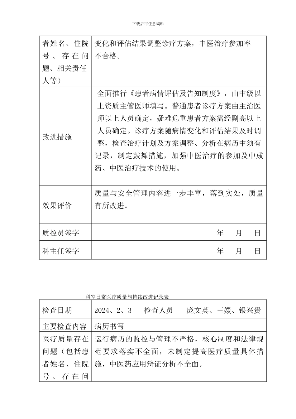 2024医务科医疗质量管理与持续改进记录考核内容_第3页