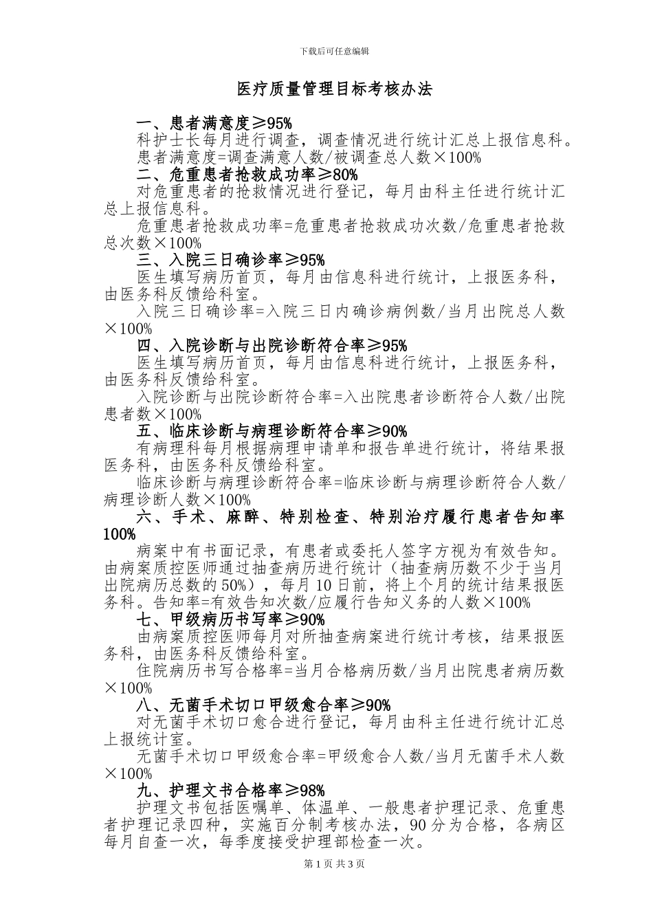 2024医疗质量目标考核办法_第1页