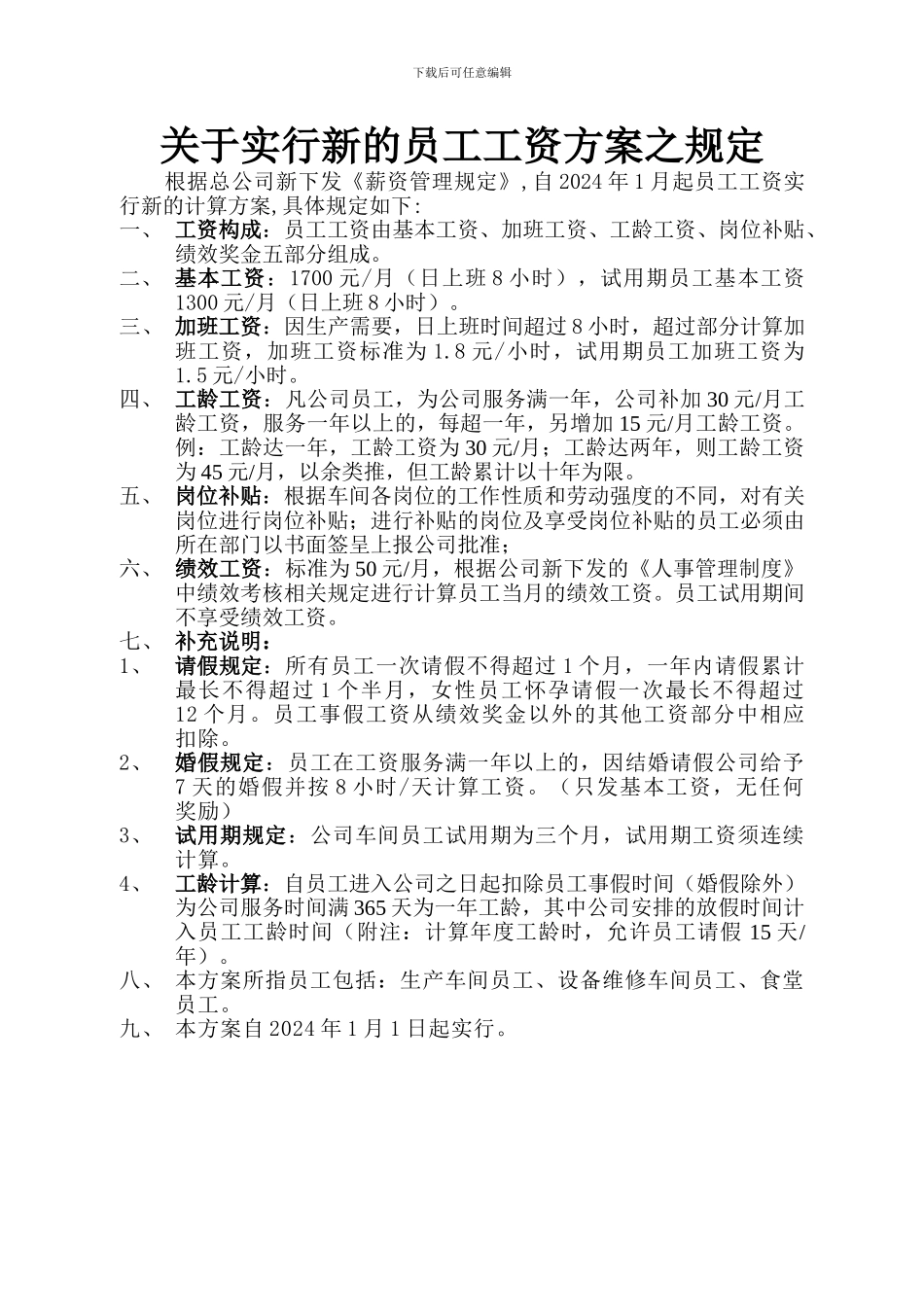 2024员工工资方案_第1页