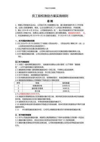 2024员工股权激励方案实施细则
