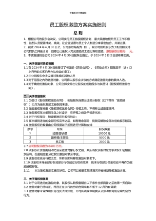 2024员工股权激励方案实施细则