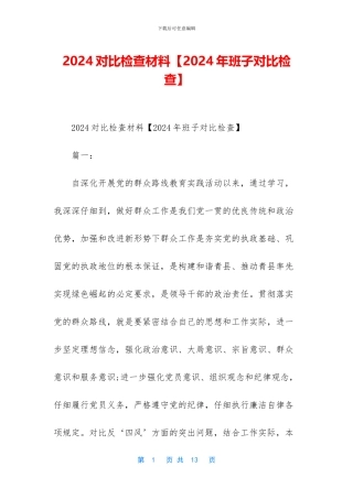 2024对照检查材料