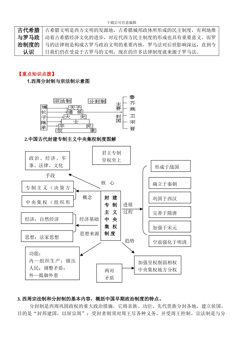 2024届历史高考二轮热点专题专题一--中西古代政治制度的发展演变_第3页