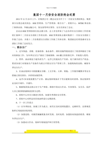 2024年11月份集团安全消防例会纪要