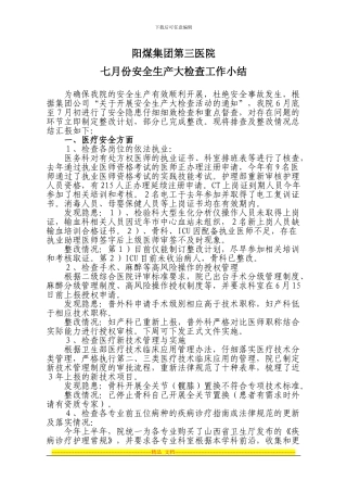 2024年7月安全生产大检查小结