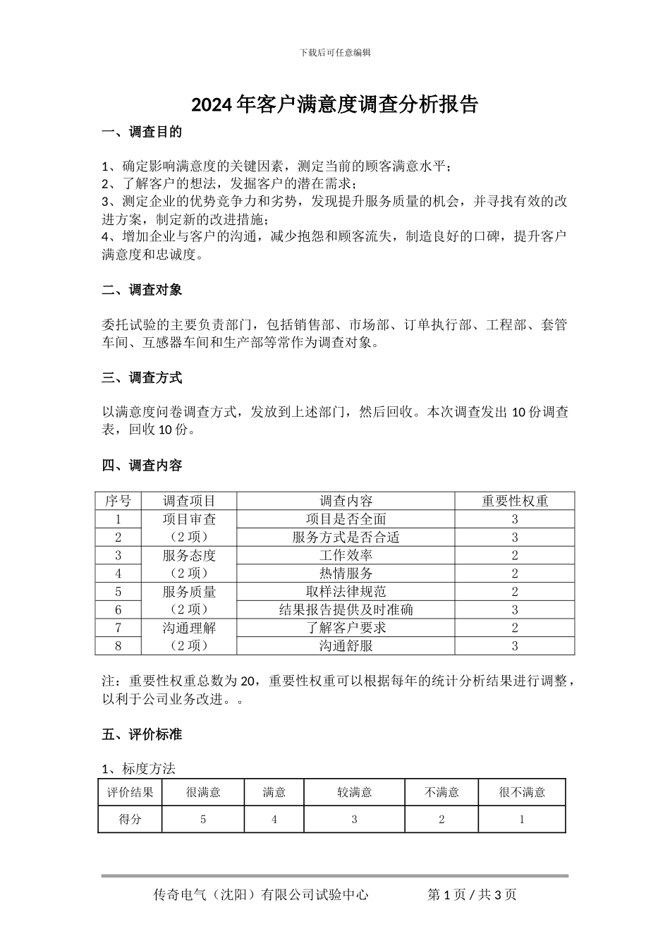 2024年CNAS试验室客户满意度调查报告_第1页