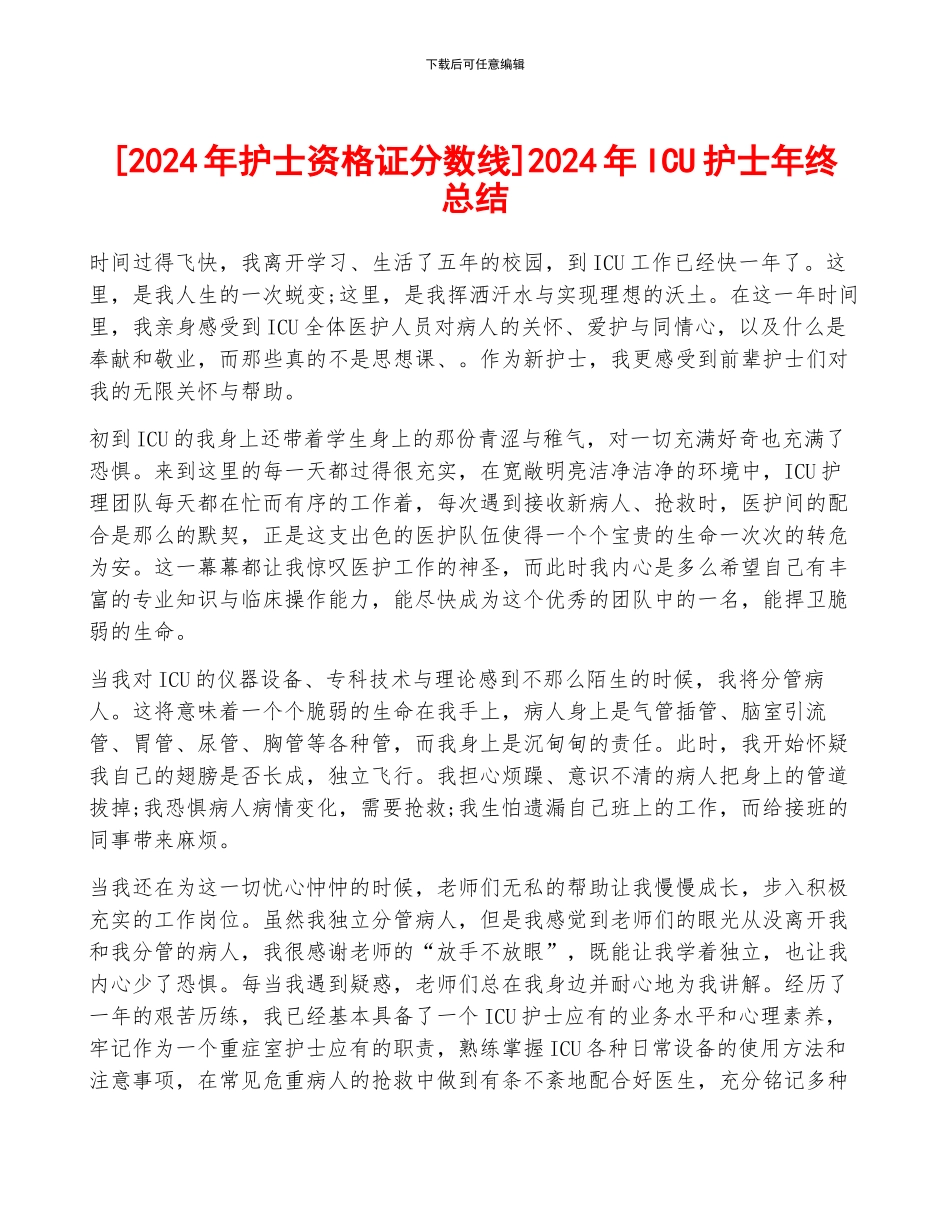 2024年ICU护士年终总结_第1页