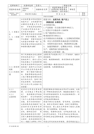 2024年ISO内审业务仓库检查表