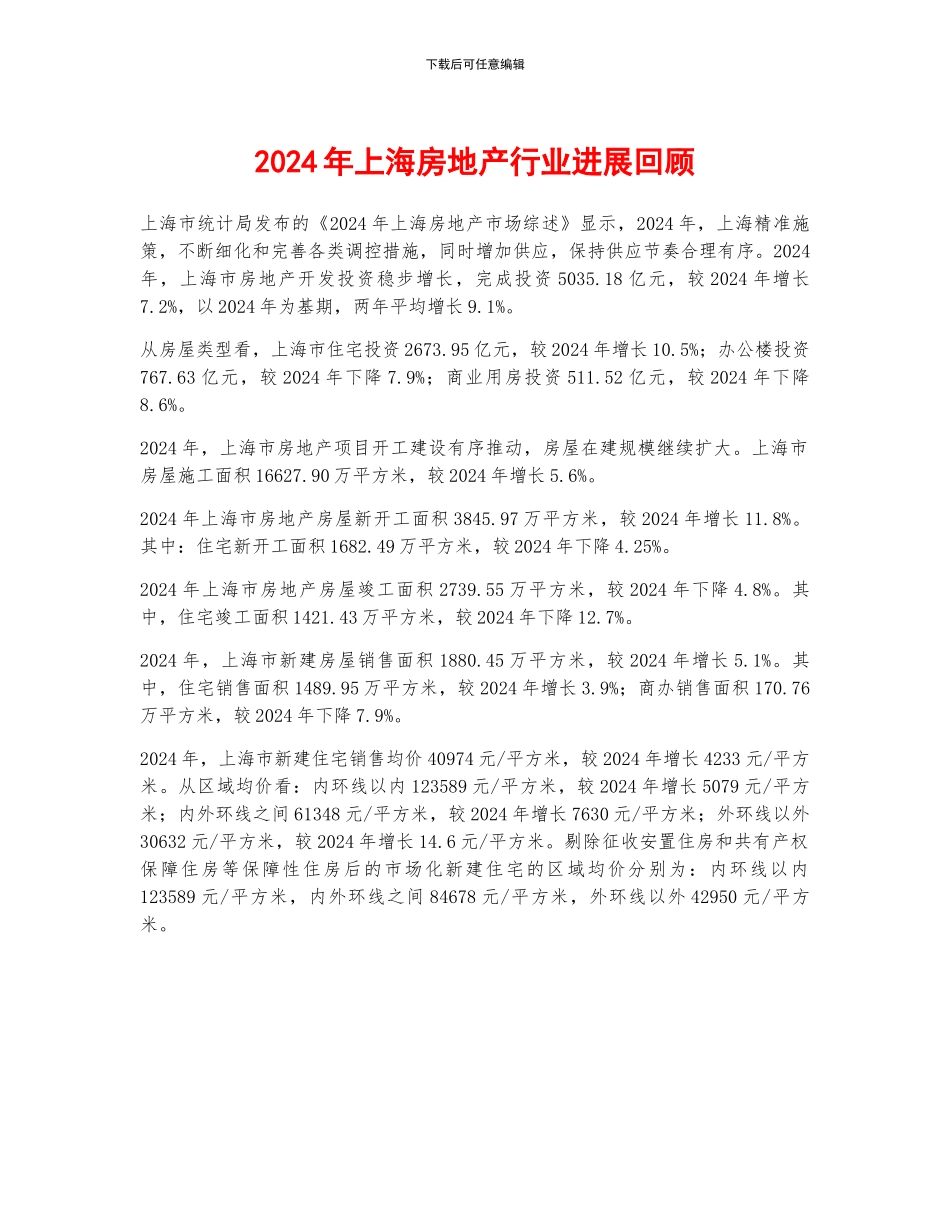 2024年上海房地产行业发展回顾_第1页