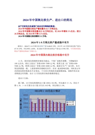 2024年中国氧化铁生产、进出口的简况