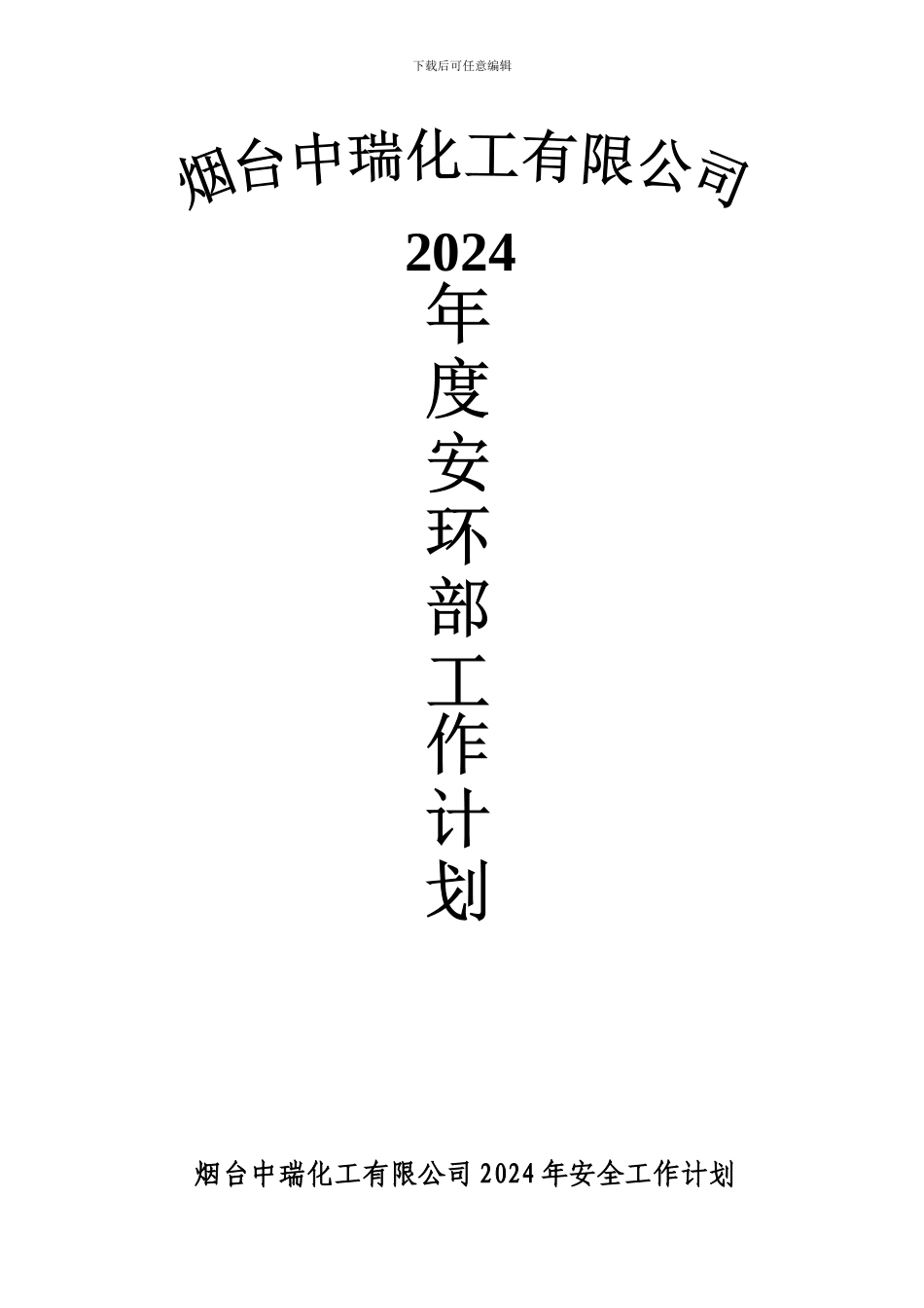 2024年中瑞安全工作计划_第1页