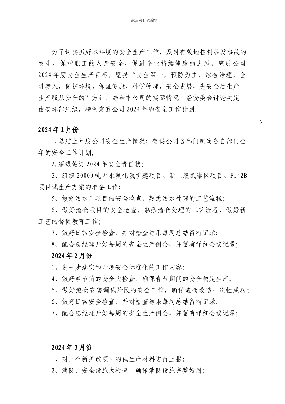 2024年中瑞安全工作计划_第2页