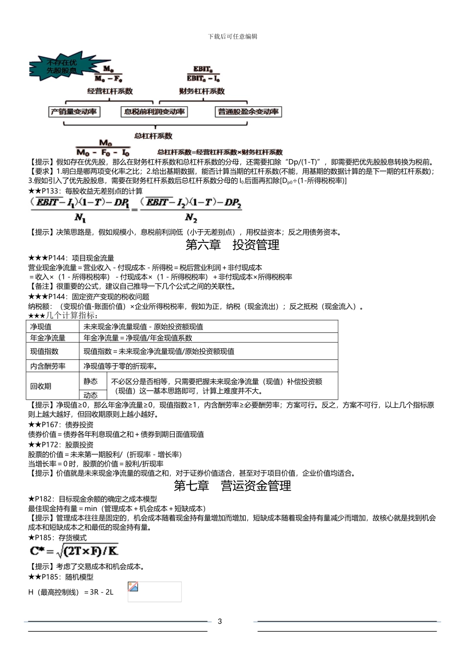 2024年中级财务管理公式汇总_第3页