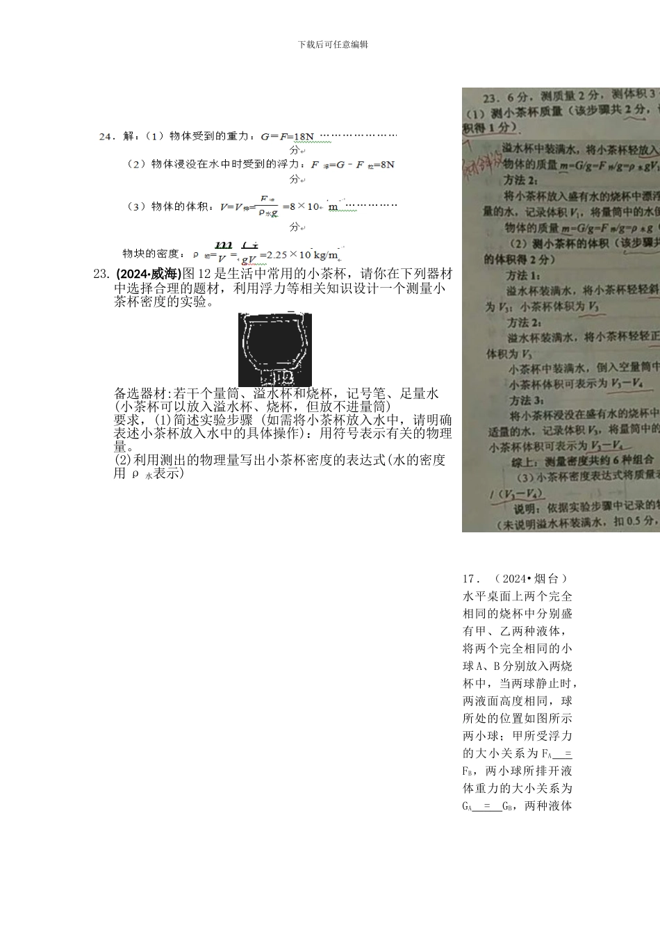 2024年中考物理分类汇编-10-2浮力_第2页