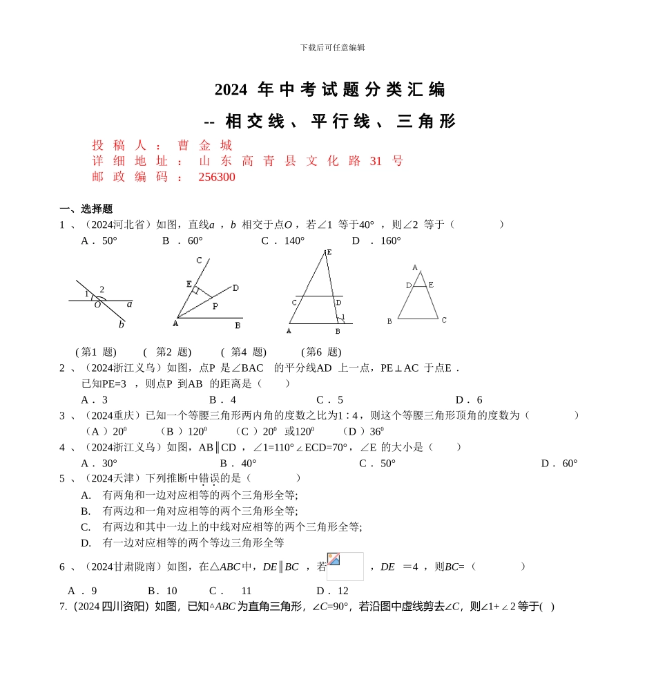 2024年中考试题分类汇编_第1页
