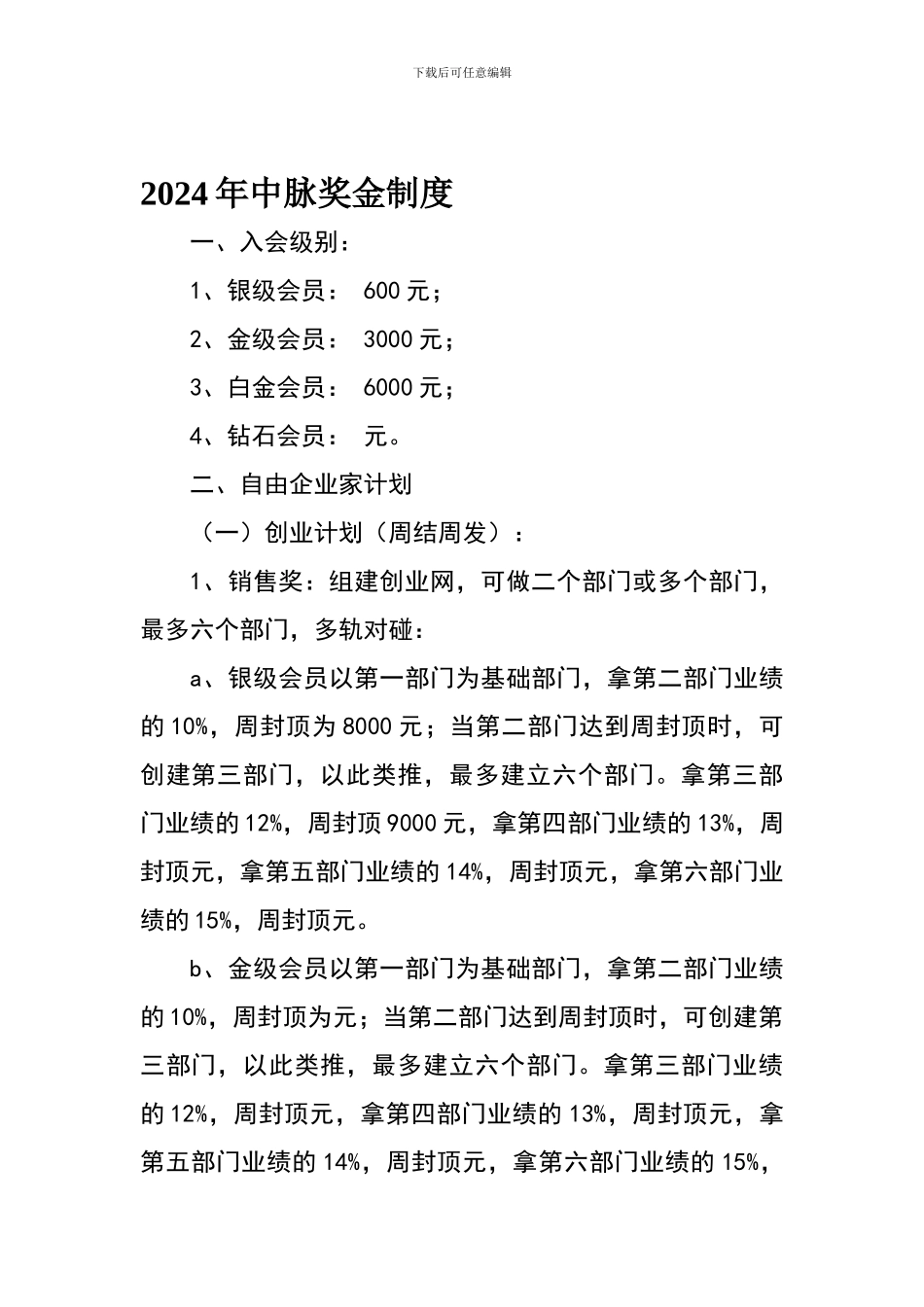 2024年中脉奖金制度_第1页