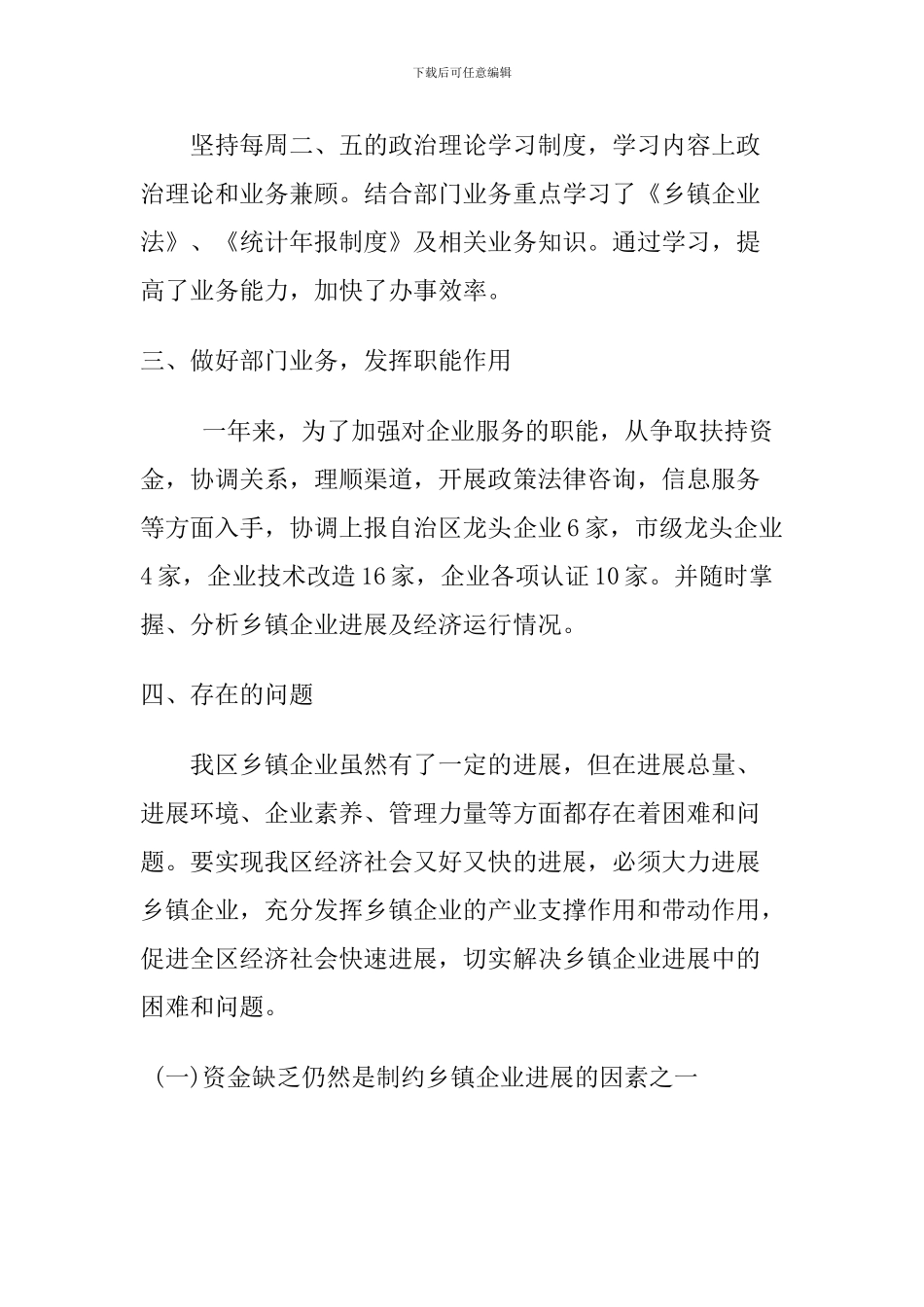 2024年乡镇企业工作总结1_第2页