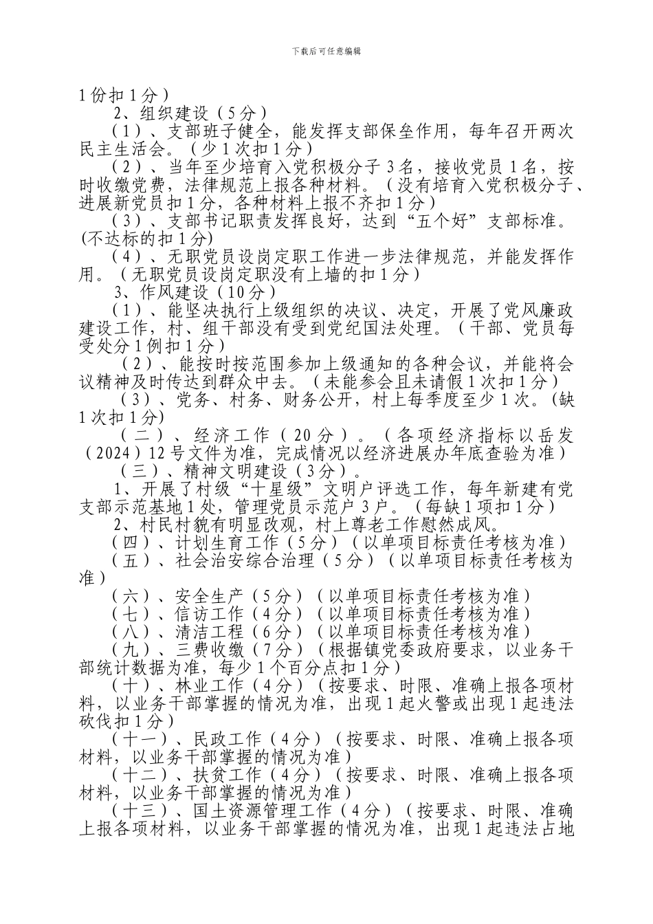 2024年乡镇对村综合目标责任考核办法通知_第2页