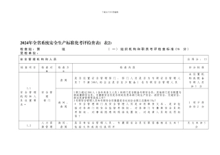 2024年全省系统安全生产标准化考评检查表