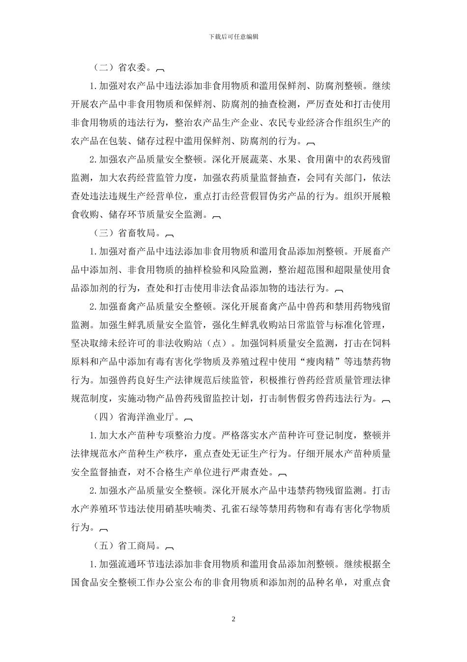 2024年全省食品安全整顿工作实施方案_第2页