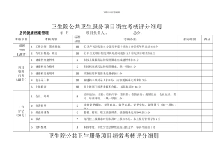 2024年公卫项目绩效考核评分细则