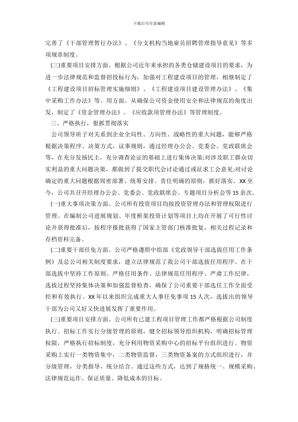 2024年公司三重一大自查报告_第3页