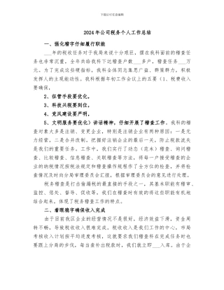 2024年公司税务个人工作总结