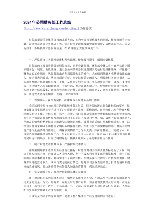 2024年公司财务部工作总结