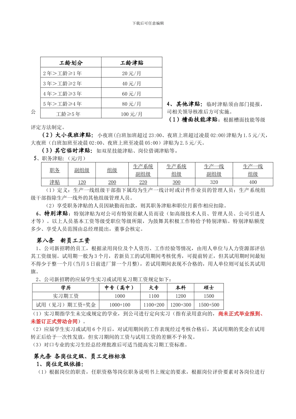 2024年公司非计产员工薪酬管理制度_第3页
