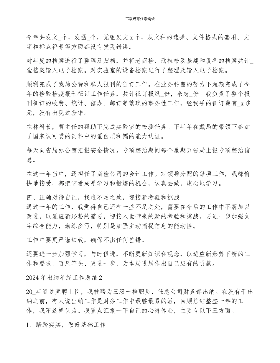 2024年出纳年终工作总结5篇范文_第2页