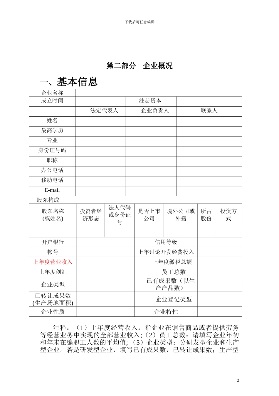 2024年创新基金项目申报材料编写模板--企业_第2页