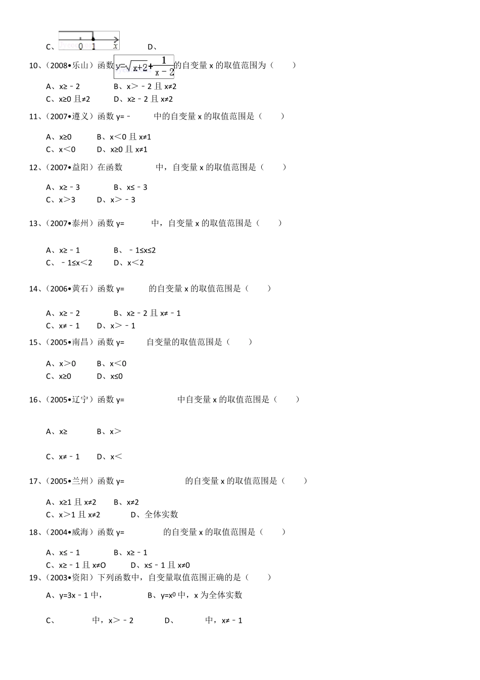 函数自变量取值范围_第2页