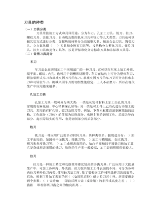 刀具的种类,简介和应用