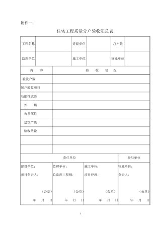 分户验收表格