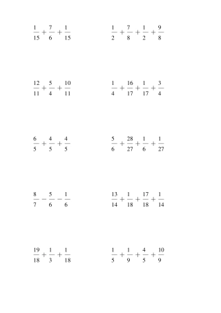 分数加减法简便计算大全(100)