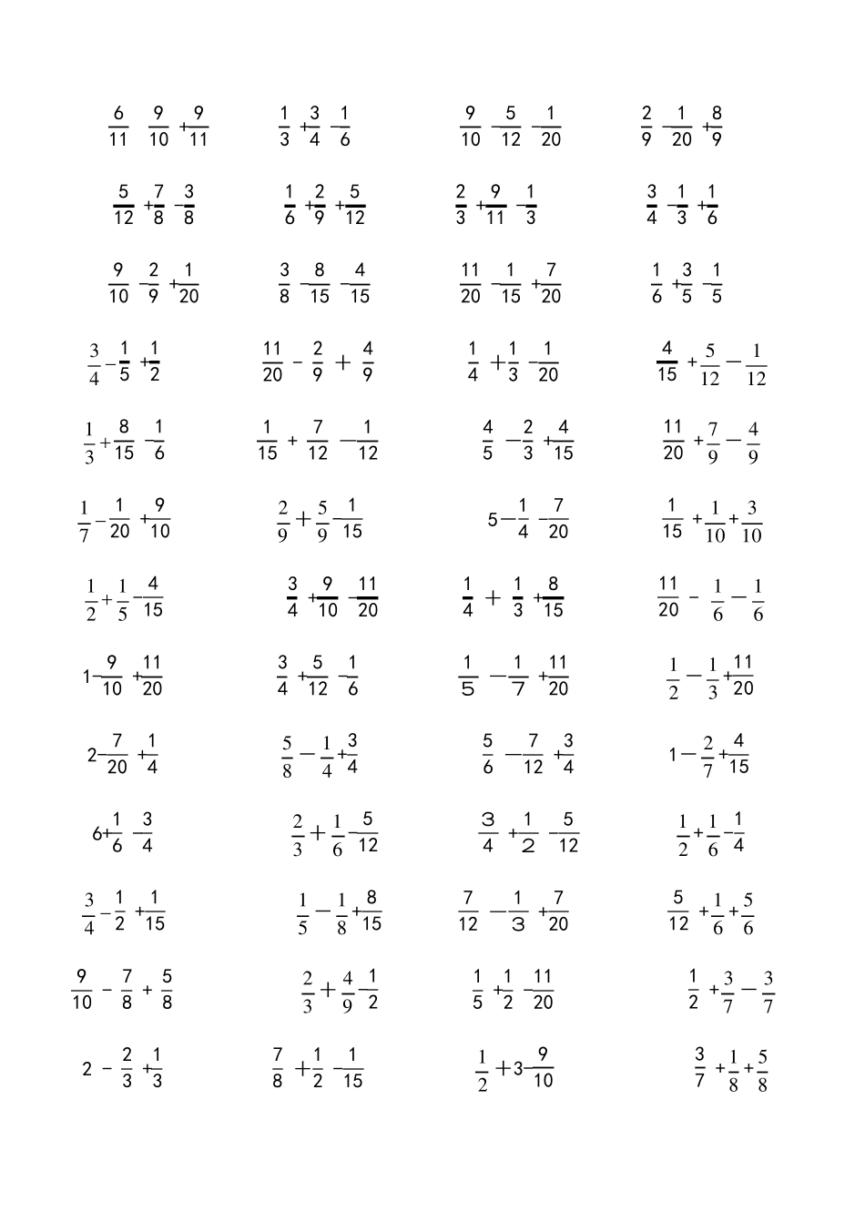 分数加减法练习题500道_第2页