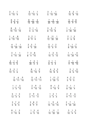 分数加减法练习题500道