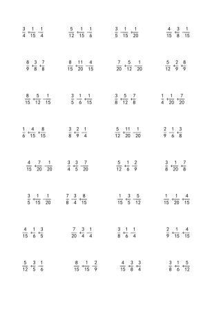 分数加减法脱式练习题600道