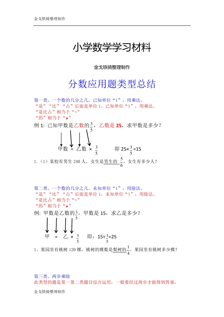 分数应用题类型总结_第1页