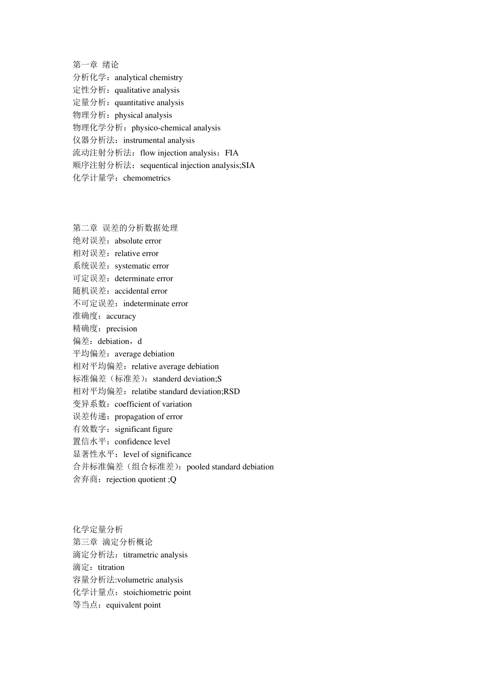 分析化学中常用中英文对照表_第1页