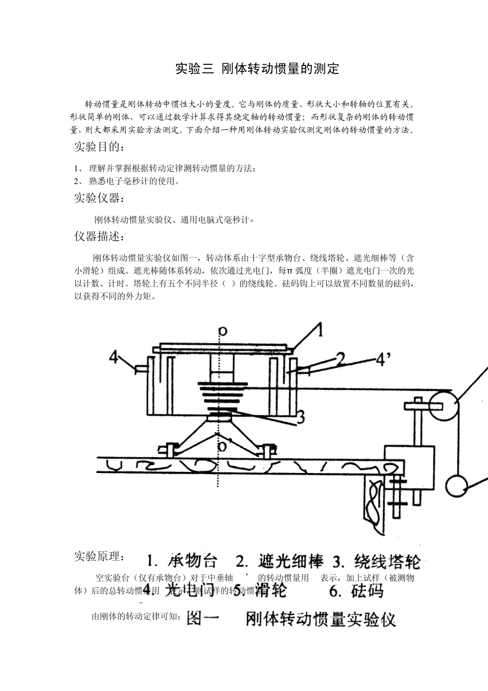 刚体转动惯量的测定_实验报告_第1页